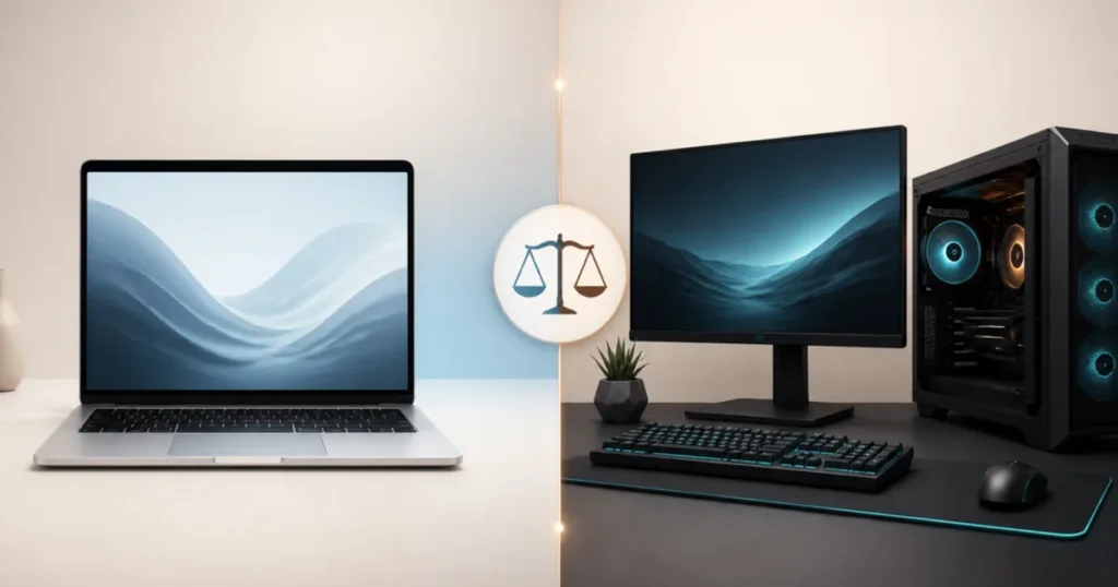 Balanced comparison of a minimalist laptop and a customizable desktop PC