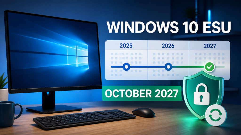 Windows 10 Extended Security Updates protection through October 2027