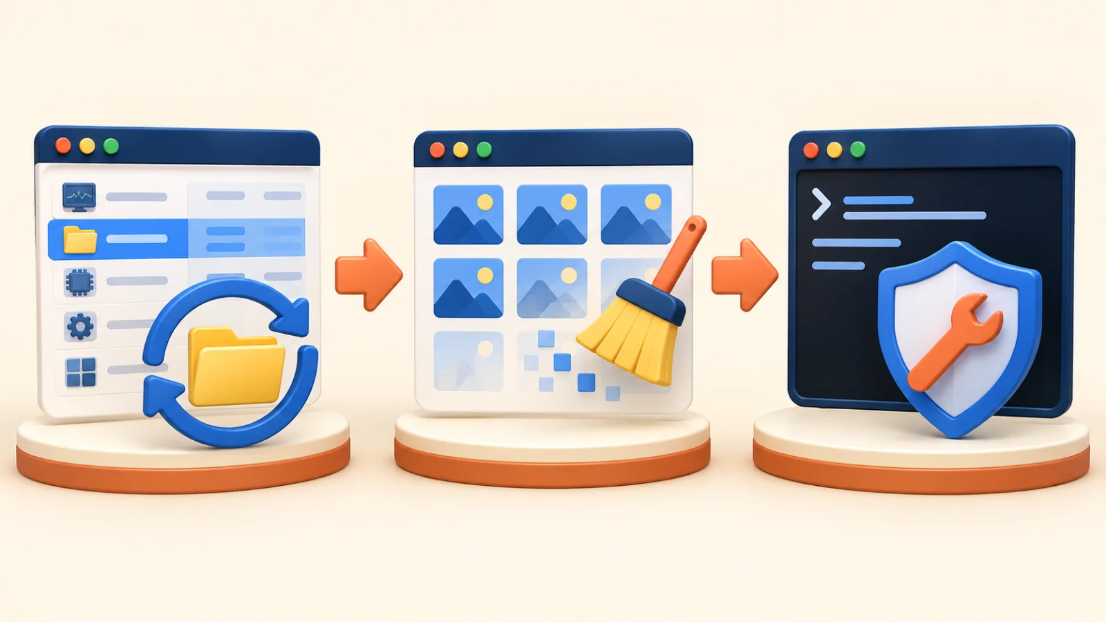 file explorer repair sequence Safe sequence to restart File Explorer clear thumbnails and repair system files