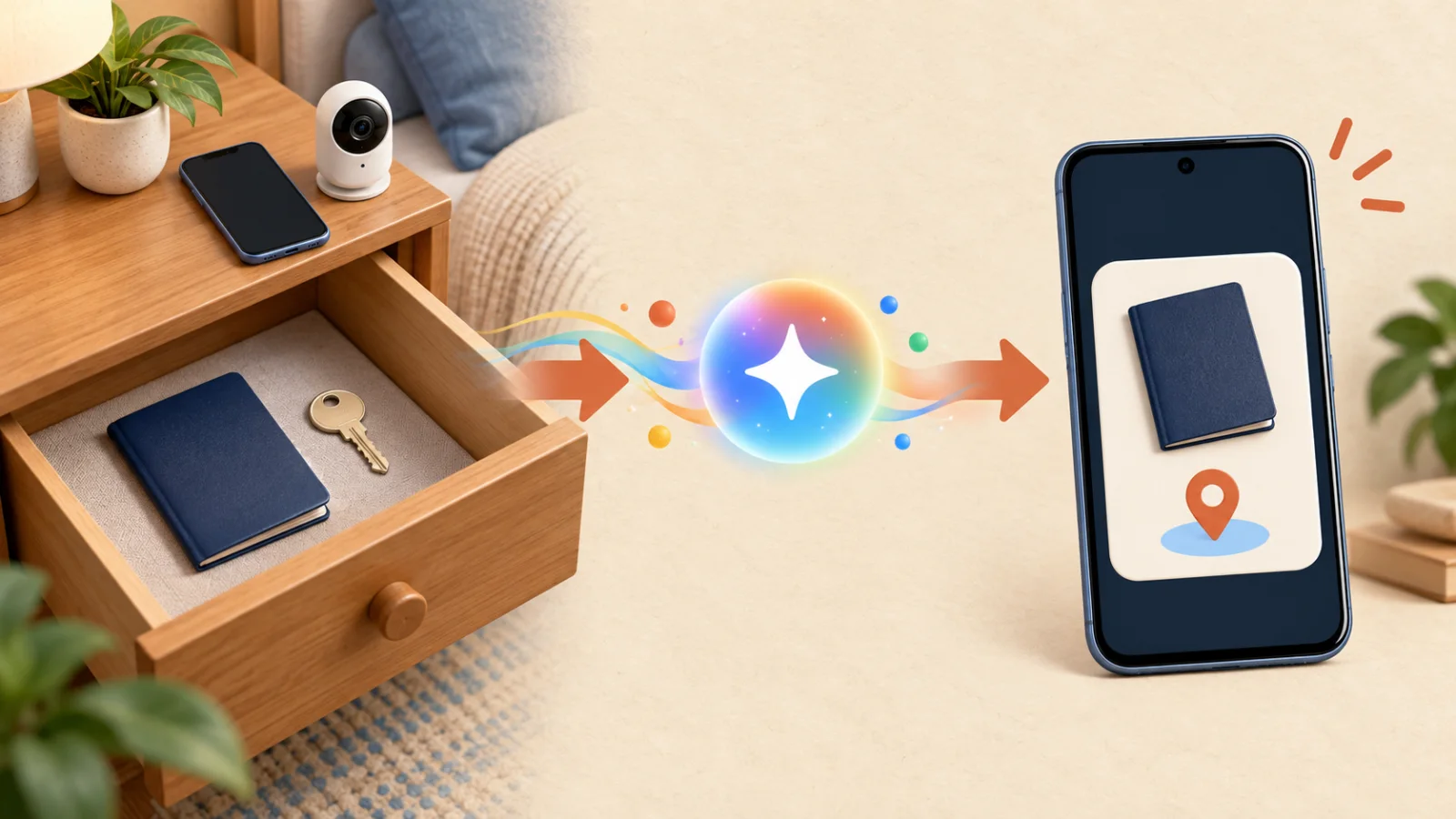how gemini remembers item locations Gemini Find Hub saving the location of a passport and key