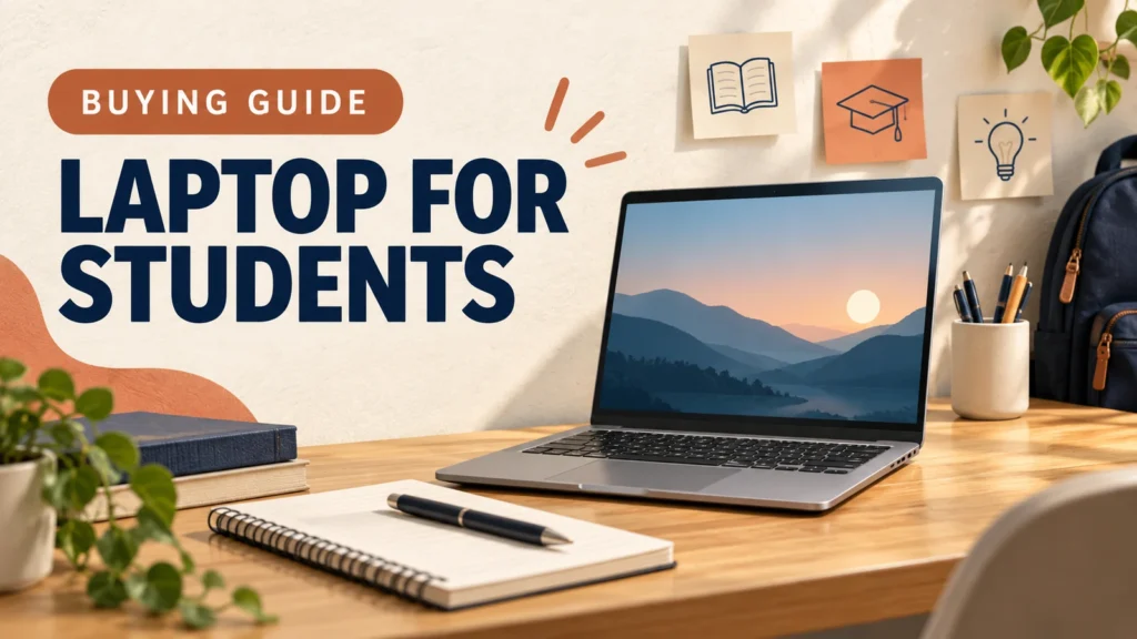 laptop for students featured Laptop for students buying guide with a study laptop, notebook, and backpack
