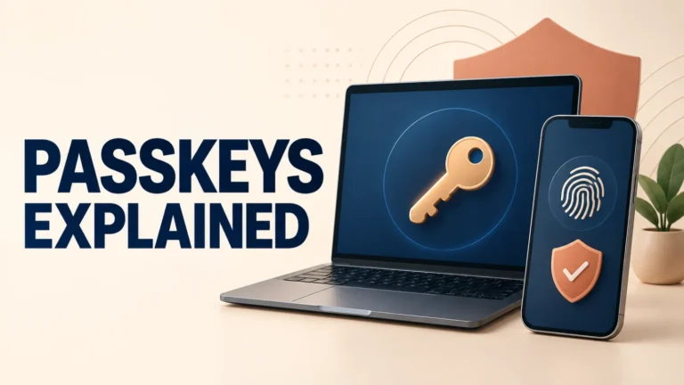 passkeys explained featured Passkeys explained with secure sign-in on a phone and laptop
