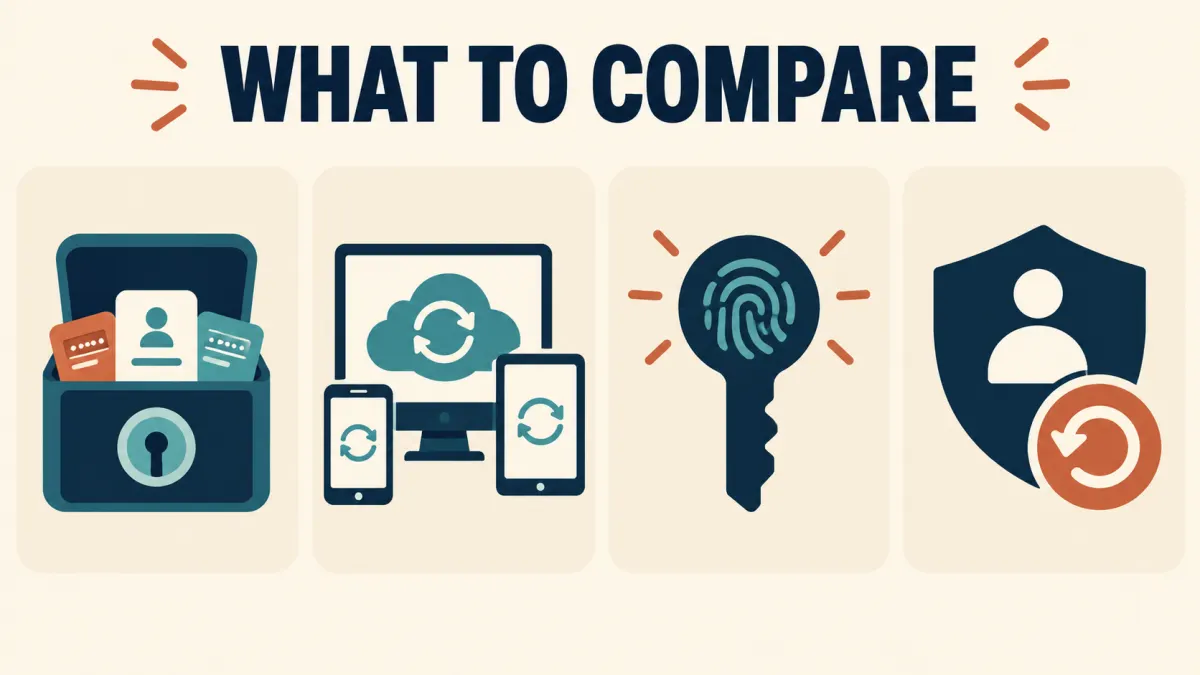 password manager comparison Criteria for comparing free password manager plans