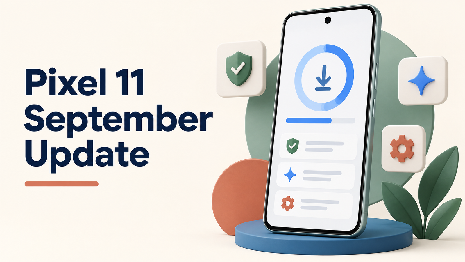 Pixel 11 September update with software download and security icons