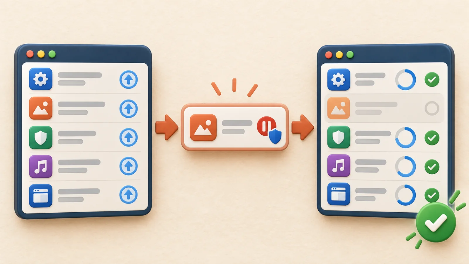 Reviewing available app updates and excluding one before bulk installation