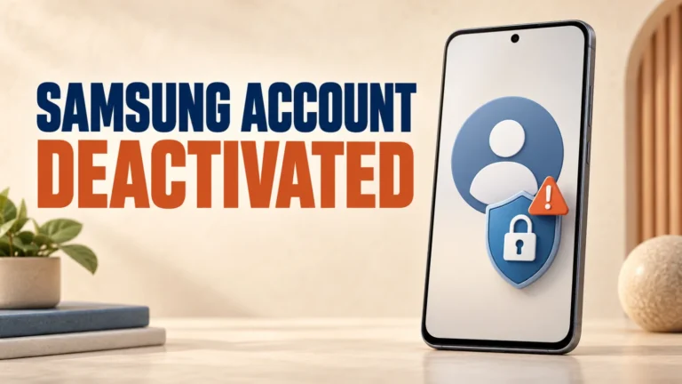 Samsung account deactivated for security reasons shown on a protected phone