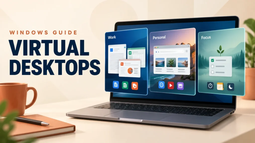 Virtual desktops in Windows with work, personal, and focus workspaces