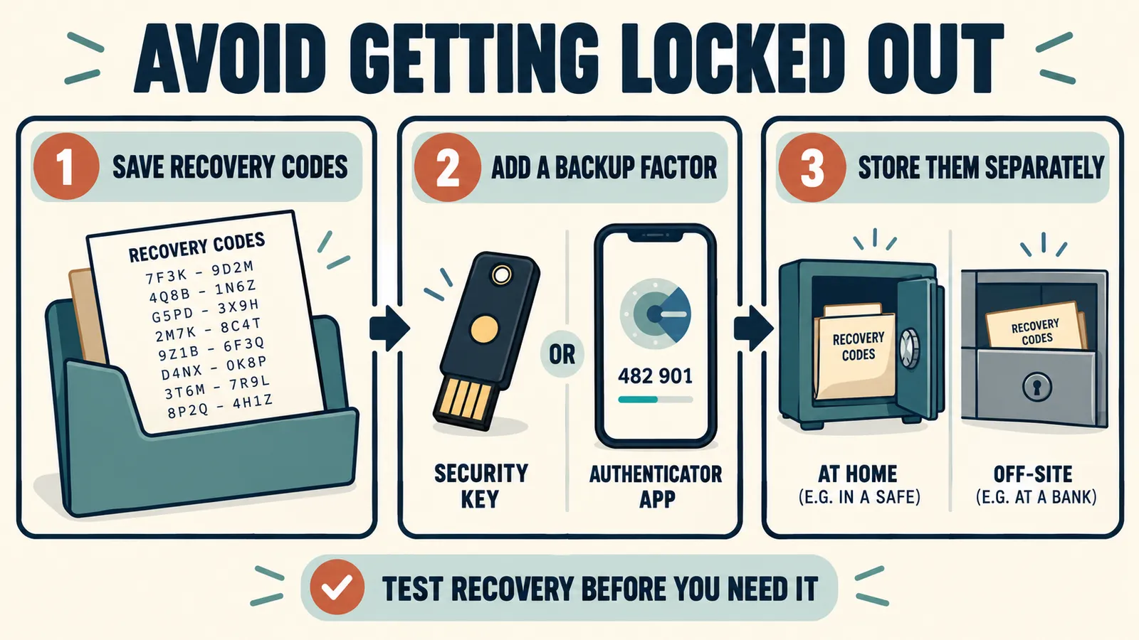 2fa recovery backup inline Two-factor authentication recovery codes backup factor and separate storage