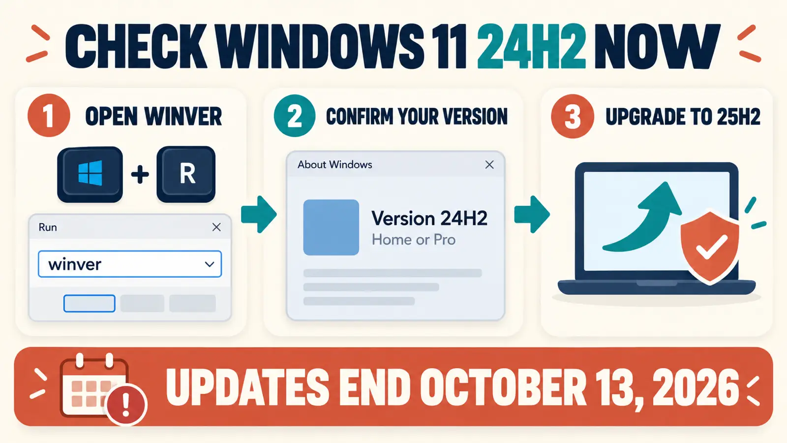 check windows 11 24h2 inline Check Windows 11 24H2 with winver before support ends on October 13 2026