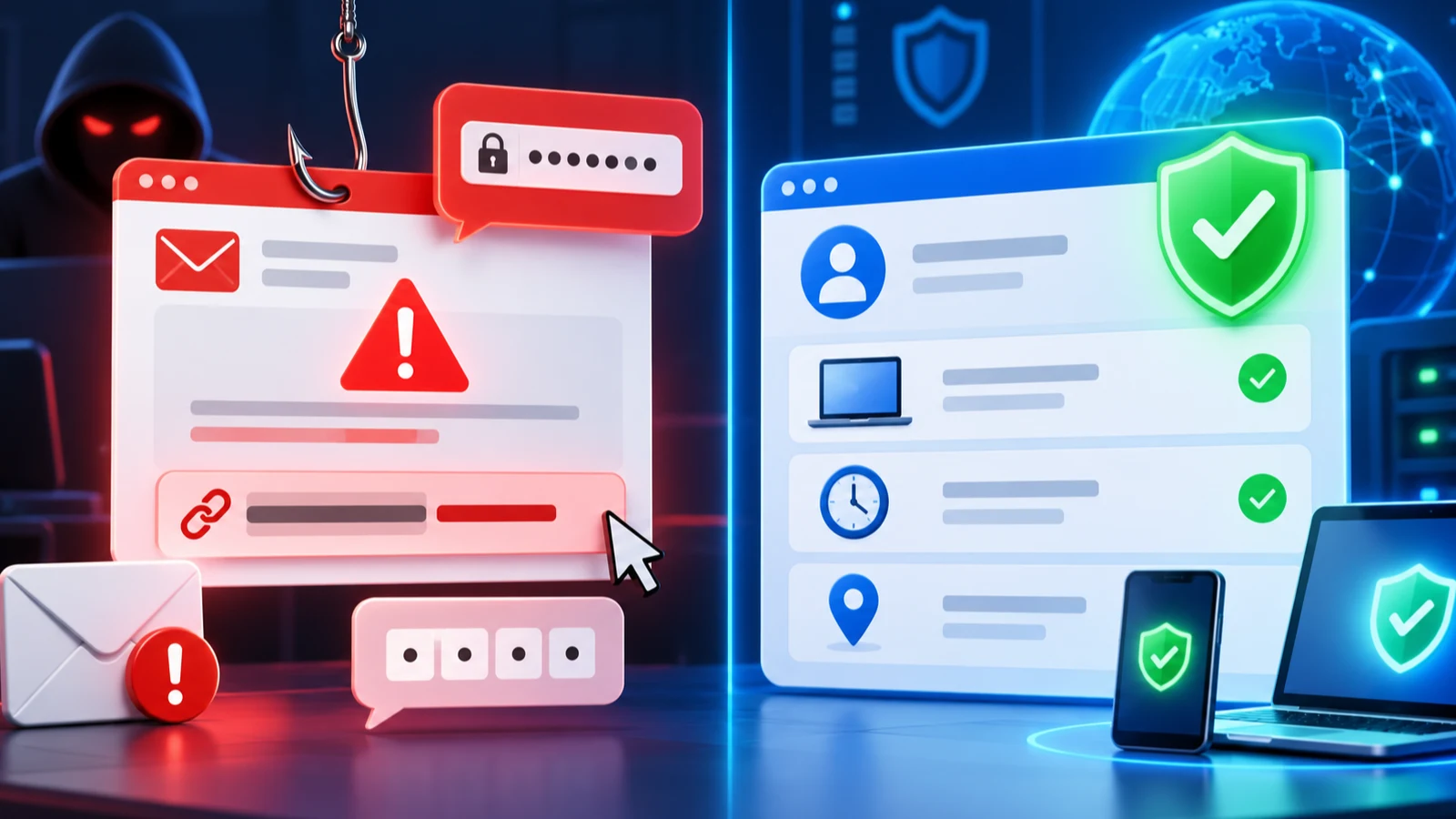 fake vs genuine google alert Visual comparison of a fake security alert and a genuine account security notification