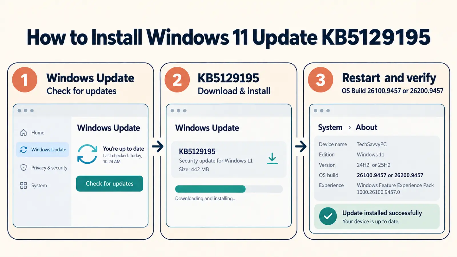 install kb5129195 inline Install Windows 11 update KB5129195 through Windows Update and verify the OS build