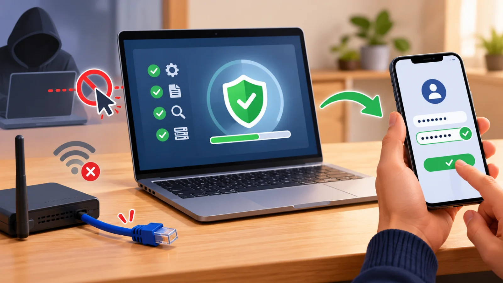 Disconnecting remote access, scanning the PC and changing passwords safely