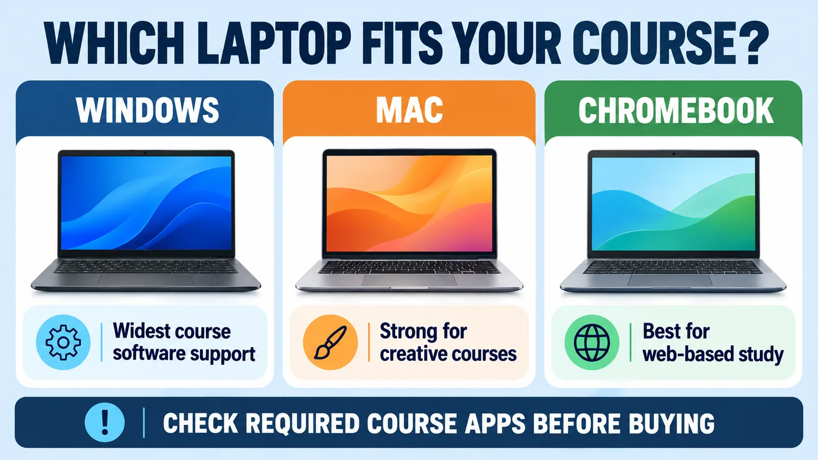 windows mac chromebook student inline Laptop for students comparison of Windows Mac and Chromebook course suitability